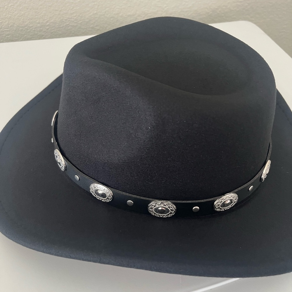 Black Cowboy Hat with Silver Accents